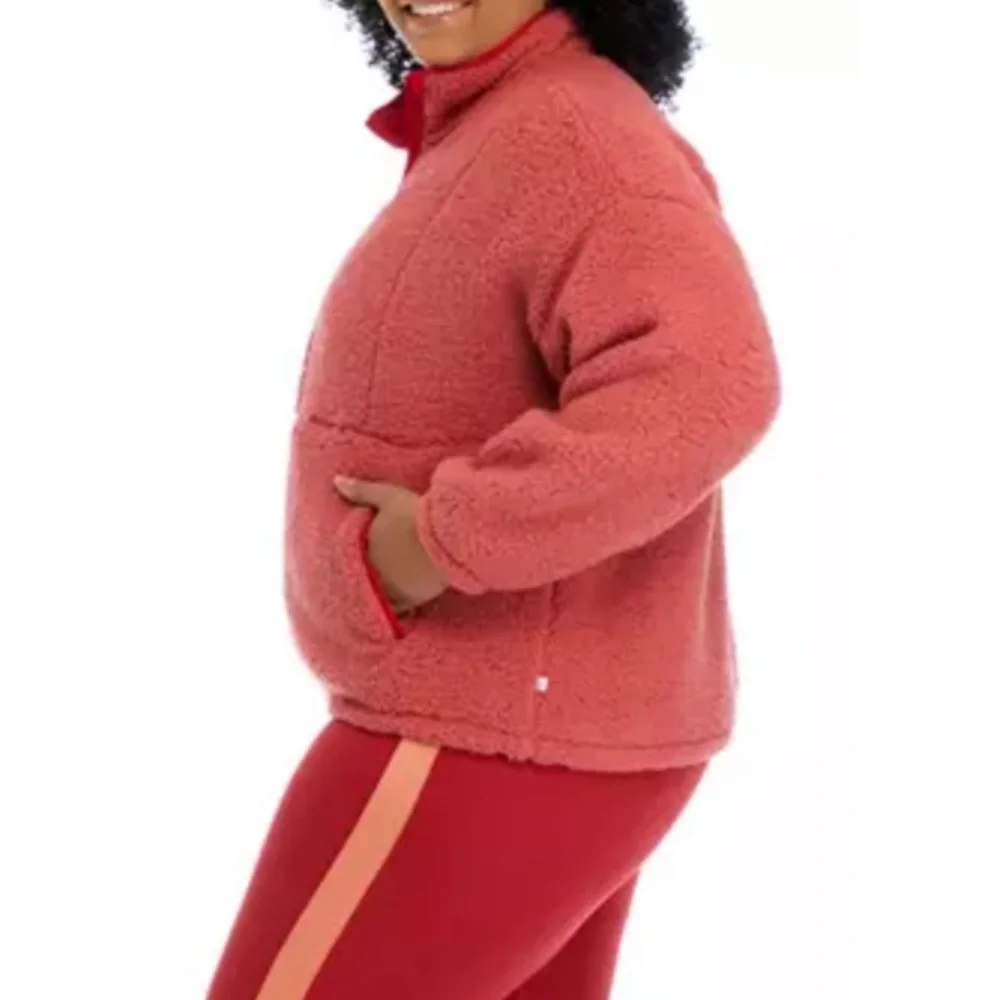 Zelos Sherpa Full‎ Zip Jacket in Rose Rouge Size 2XL